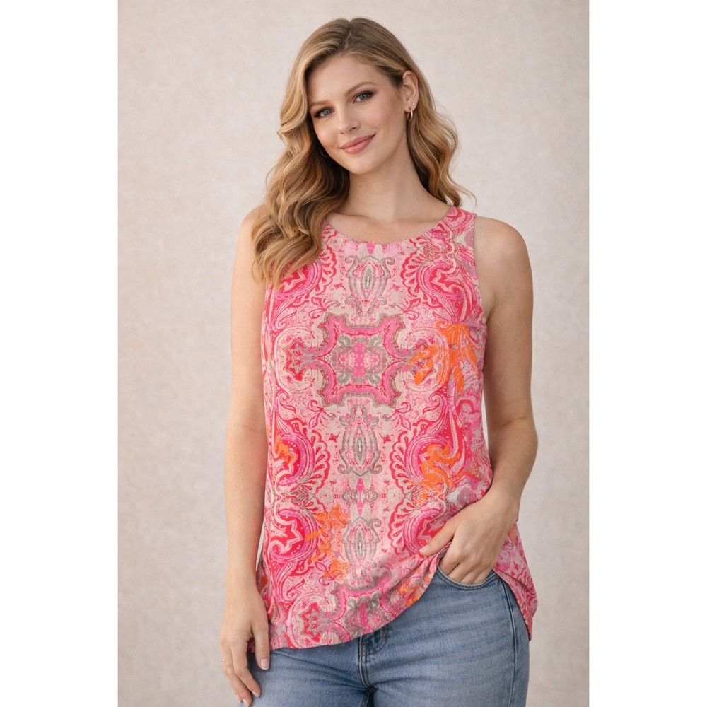 WB10 Cabi Women's‎ Paisley Print Sleeveless Tank Top Blouse Size S
